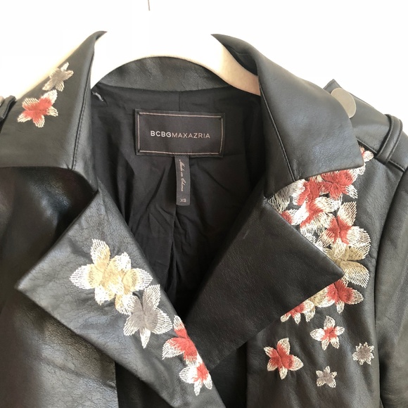 BCBG - Alix Faux-Leather Embroidered Trench EUC - Picture 3 of 8